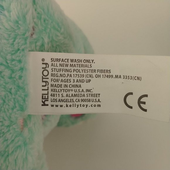 Kellytoy Mint Green Polka Dot Stars On Belly Bear Plush 12" Stuffed Animal - Picture 6 of 6